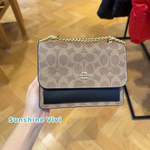 NWT Coach Mini Klare Crossbody Bag Signature Canvas CW206 TAN/BLACK - Picture 3 of 6